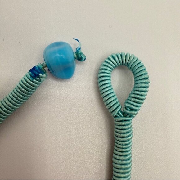 Turquoise Blue Glass Beaded Three Strand Layer Necklace - Picture 6 of 11